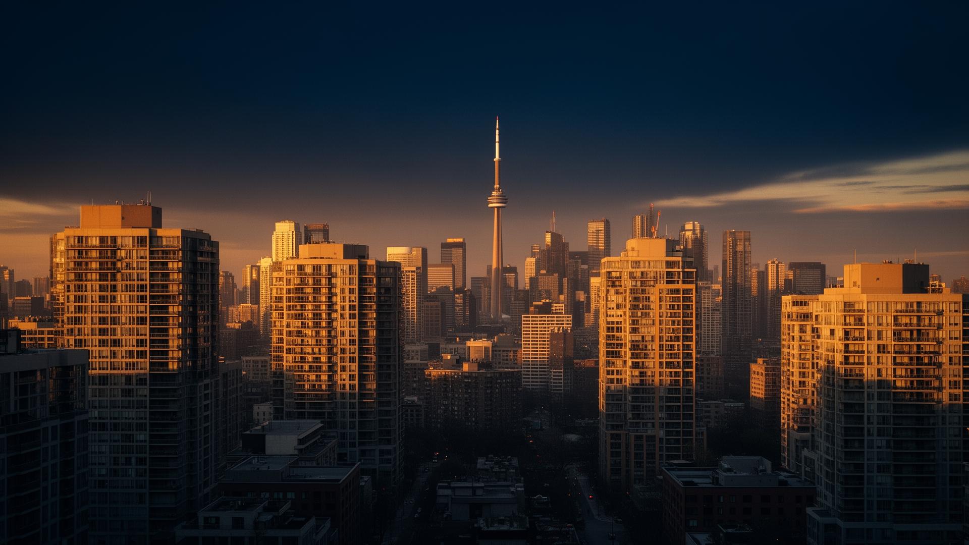 Toronto skyline at golden hour